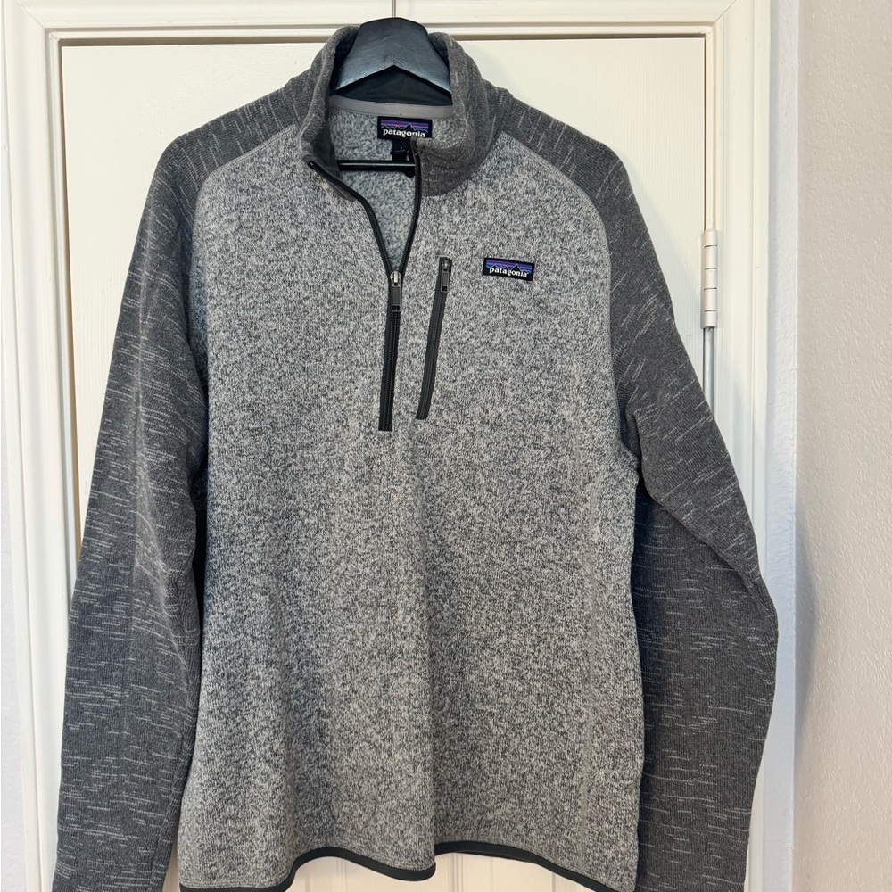 Patagonia Mens Medium Better Sweater 1/4 Zip Pullover Jacket Knit Fleece Gray